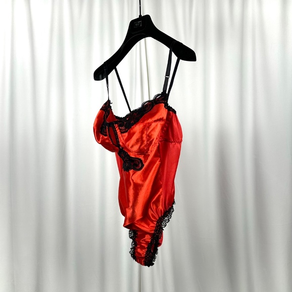 Vintage Elizabeth Gordon Red Nylon Lace Teddy Made in Canada - Picture 6 of 16